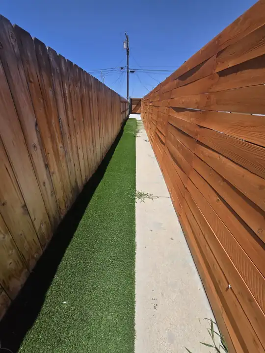 Horizontal cedar fence and turf