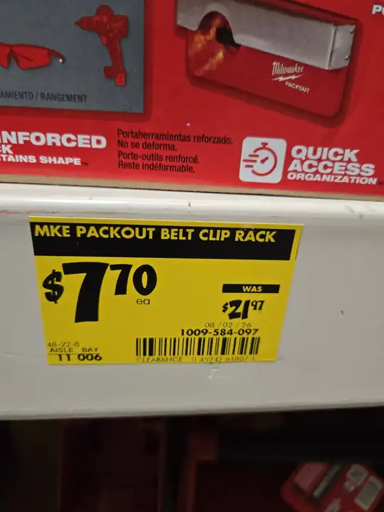 PACKOUT belt clip rack: $7.70, was $21.97