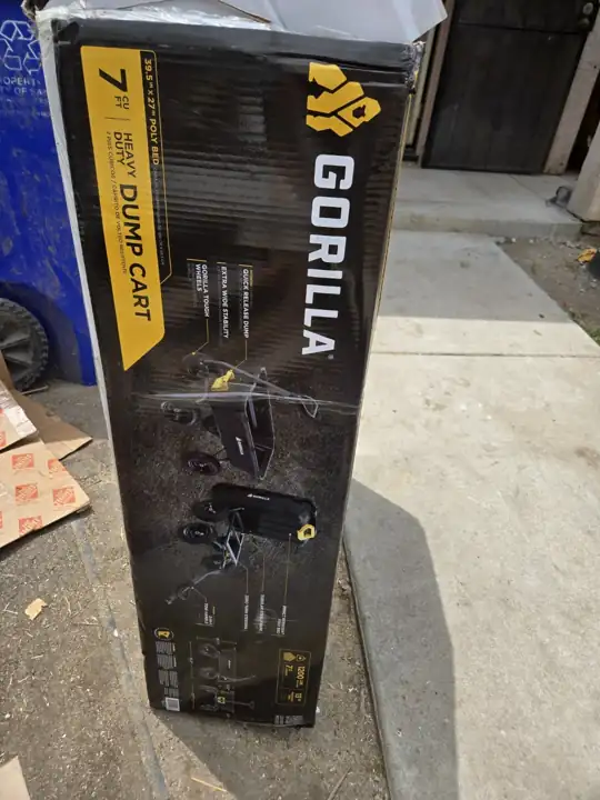 Gorilla steel dump cart, still boxed