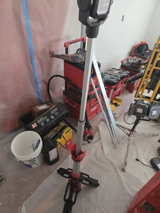 Milwaukee M12 ROCKET tower light on a job