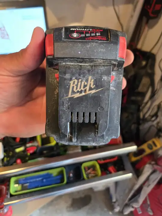 Rick's logo on his battery