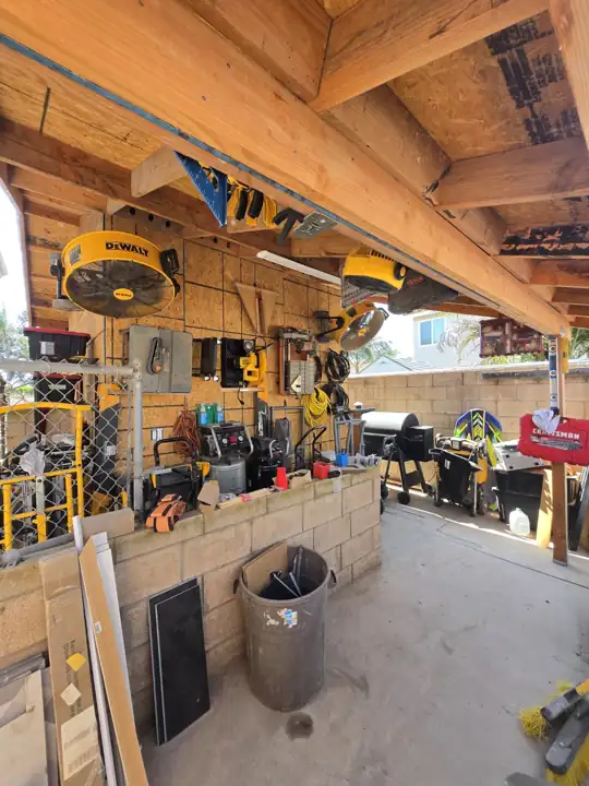 The outdoor shed: fans, wire, and the overflow gear